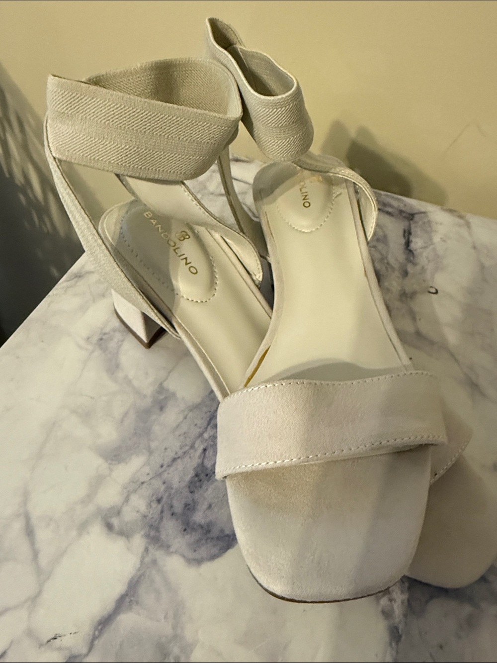 Bandolino Ivory Ankle-Strap Block Heel Sandals